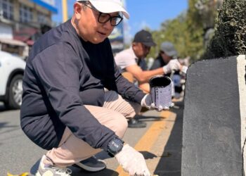 Cat Median Jalan, DPMPTSP Bontang Ambil Bagian dalam Penataan Kota