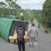 Truk Pengangkut Sembako Terbalik di Tanjakan RSUD Taman Husada Bontang, Supir Selamat