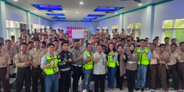 Kolaborasi PT PAMA Persada dan Sat Lantas Polres Bontang, Tanamkan Budaya Tertib Lalu Lintas Pelajar di SMKN 3 Bontang Melalui Program Pama Safe School