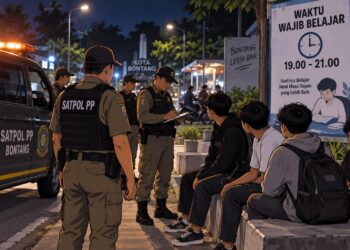 Satpol PP Bontang Laksanakan Patroli Malam Pada Jam Wajib Belajar