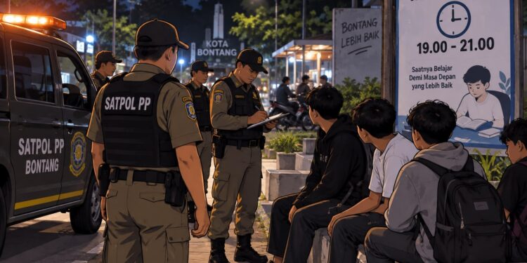 Satpol PP Bontang Laksanakan Patroli Malam Pada Jam Wajib Belajar